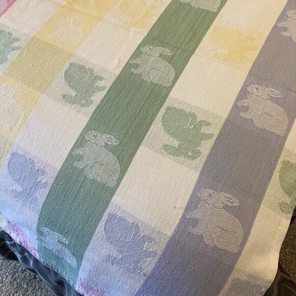 Unbranded Other - Vintage 100% Cotton ThrowBlanket Bunnies Rabbits Print 63x47”Multicolor Cottage